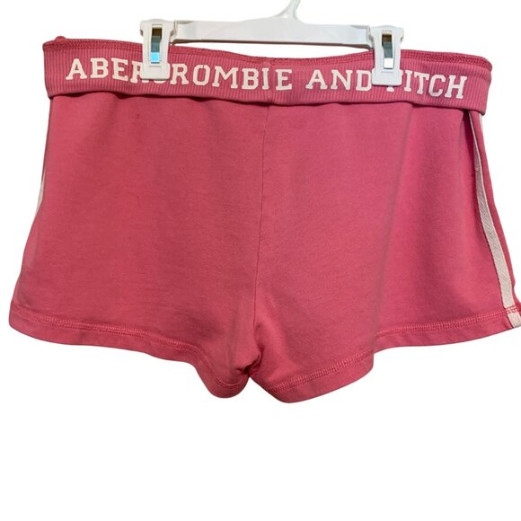 VTG Abercrombie Fitch Women's Gym Booty Shorts Pink White Trim Turn Sz Large - Picture 10 of 16
